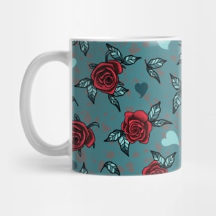 Gothic Red Roses and Hearts Mug